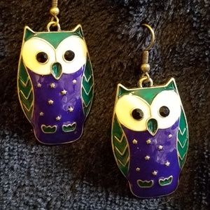 Cute Purple Owl Earrings